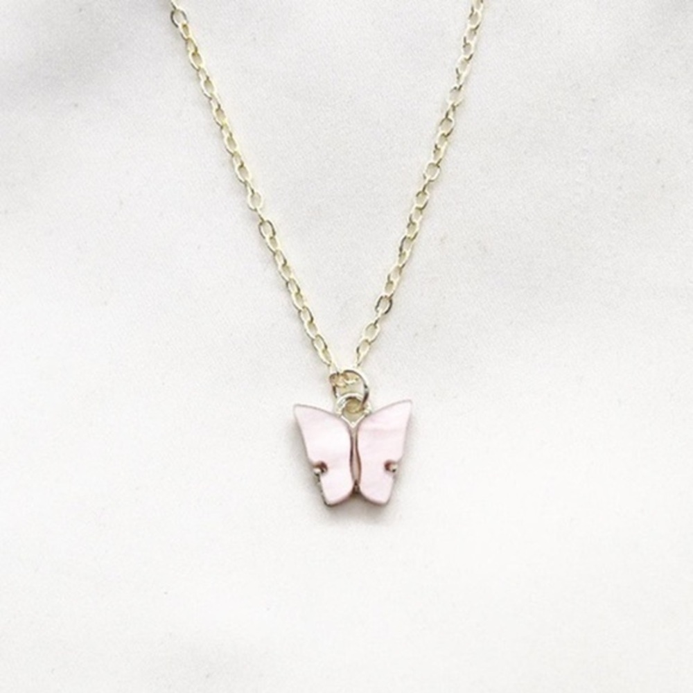 Pink Butterfly Necklace
